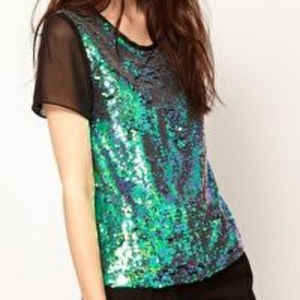 Lashes Of London Backless T Shirt Mermaid Sequin